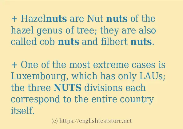 nuts in sentences?