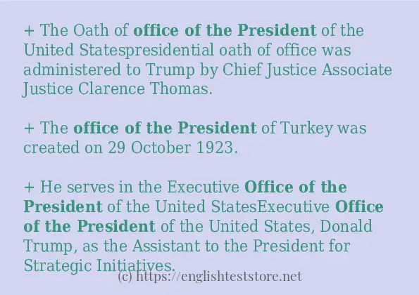 office of the president in-sentences