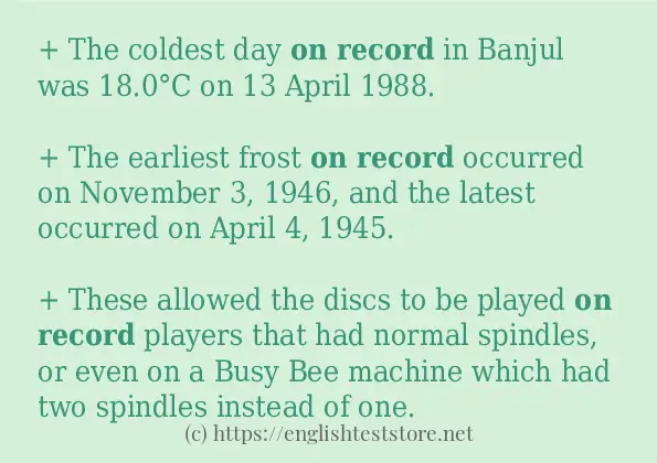 on record in sentences?