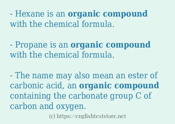 organic compound in sentences?