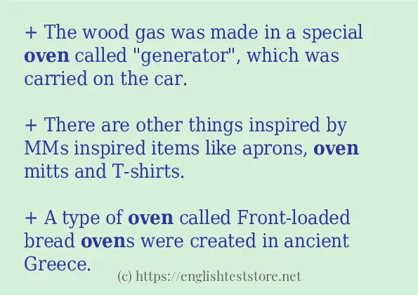 oven example in sentences