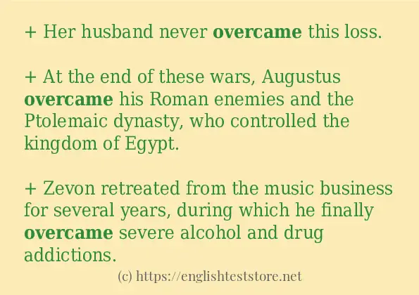 overcame in-sentences
