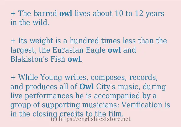 owl how to use in sentences