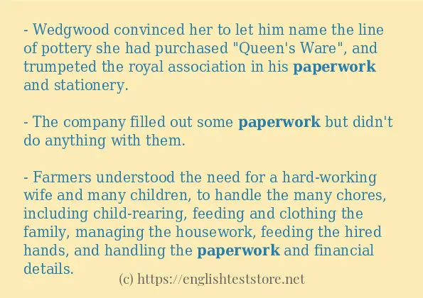 paperwork use in-sentences