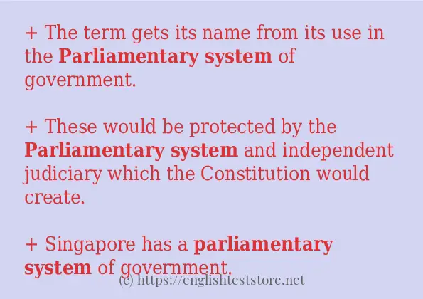 parliamentary system use in sentences