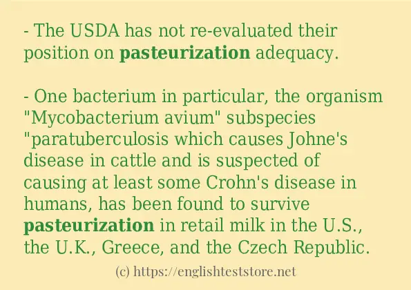 pasteurization - some sentence examples
