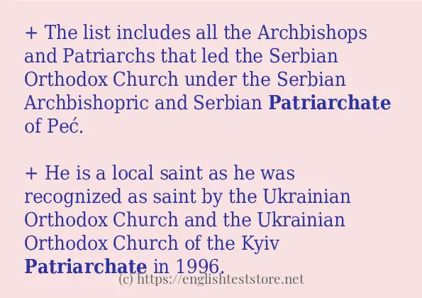 patriarchate - some sentence examples