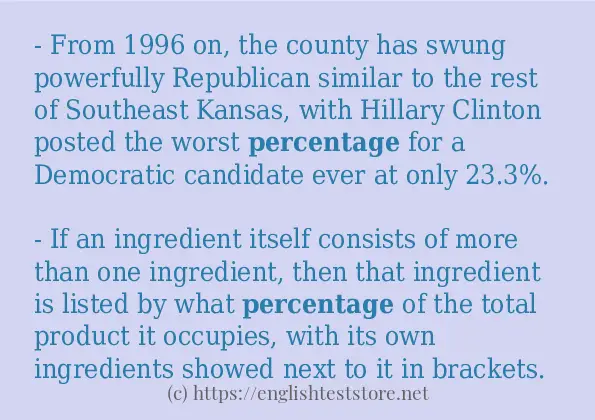 percentage example in sentences