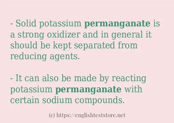 permanganate use in sentences