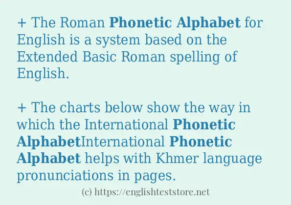 phonetic alphabet in sentences?