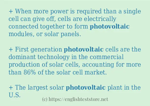 photovoltaic in sentences?