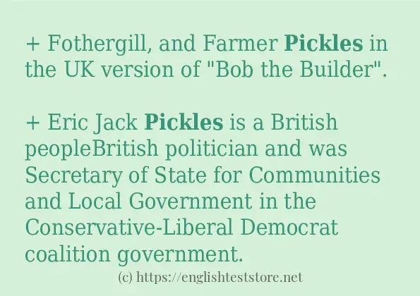 pickles example in sentences