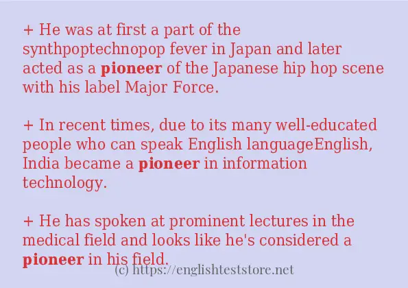 pioneer in sentences?