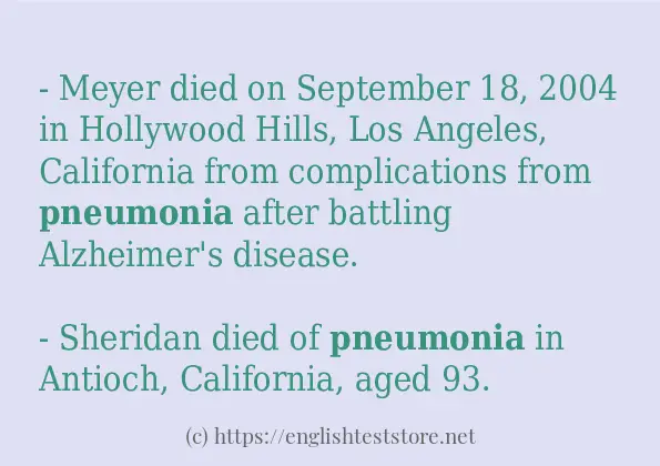 pneumonia - example sentences