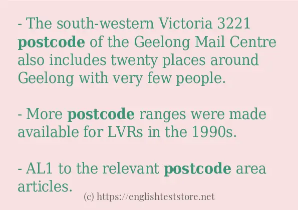 postcode - sentence examples