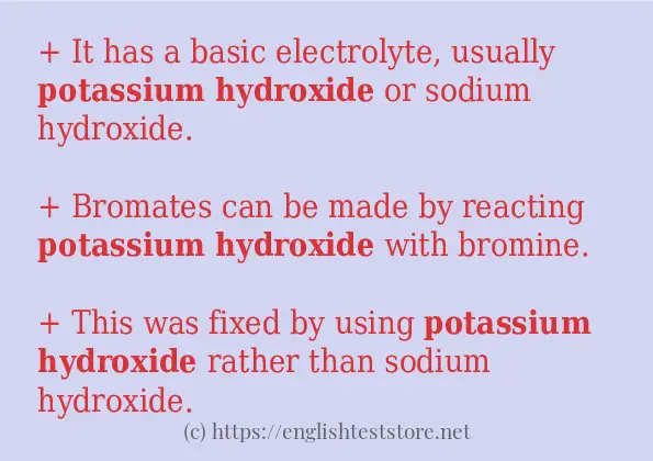 potassium hydroxide - sentence examples