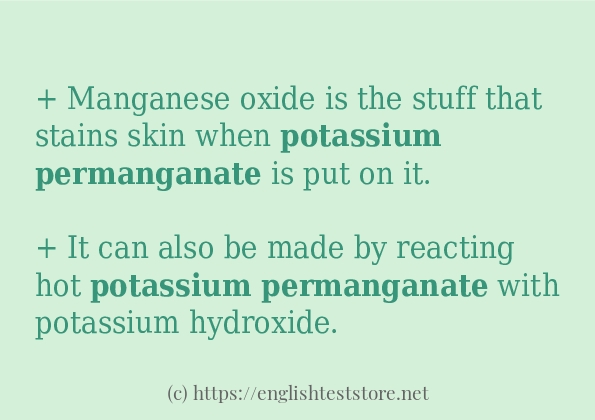 potassium permanganate example in sentences