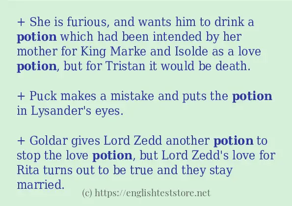 potion some example sentences