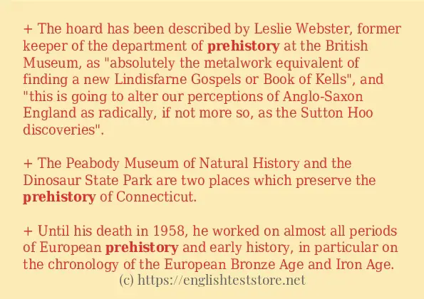 prehistory in sentences?