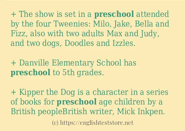 preschool example in sentences