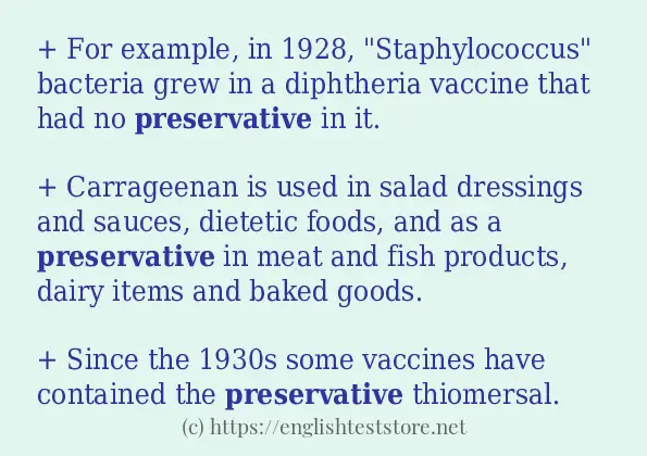 preservative in sentences?