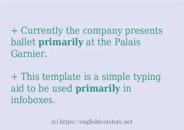 primarily - some sentence examples