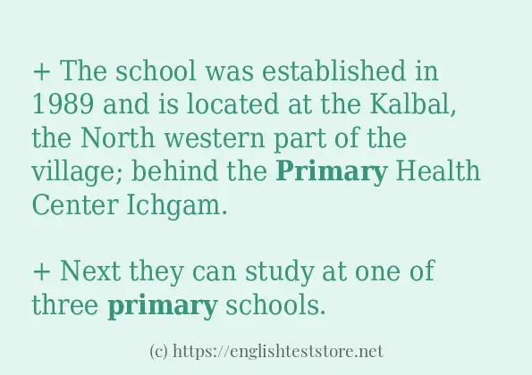 primary use in sentences