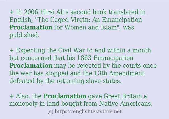 proclamation use in sentences