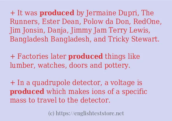 produced - sentence examples