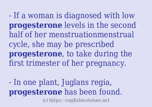 progesterone how to use in sentences