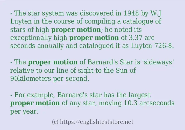 proper motion use in sentences