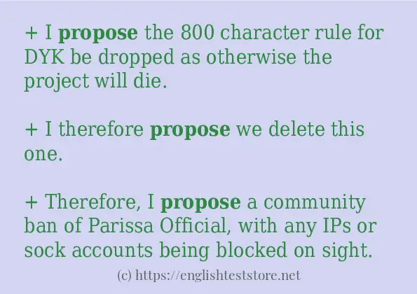 propose how to use in sentences