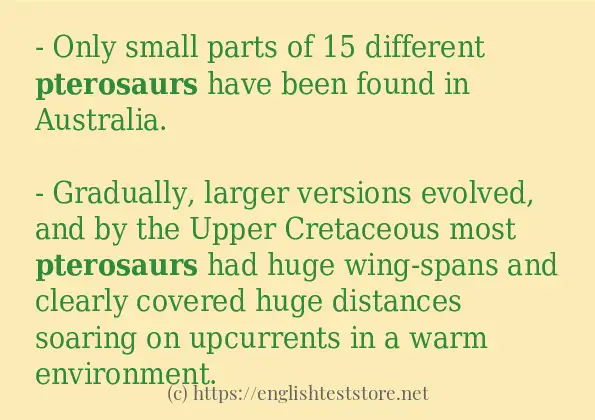 pterosaurs use in sentences