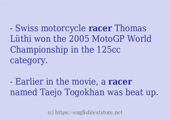 racer some example sentences