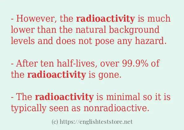 radioactivity in-sentences