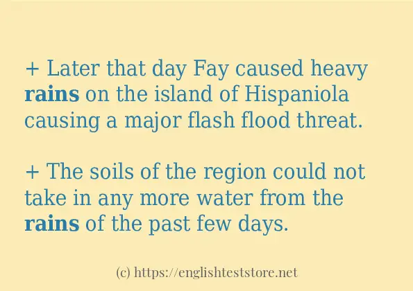 rains - example sentences rains - example sentences