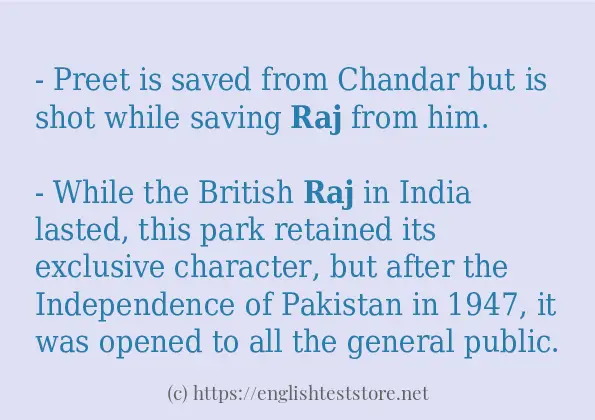 raj - sentence examples