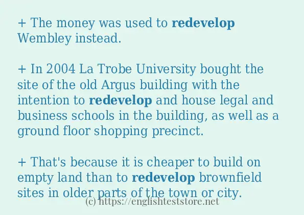redevelop - example sentences