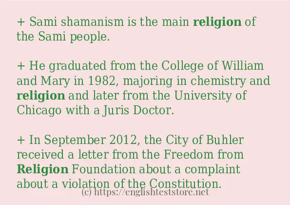 religion in sentences?