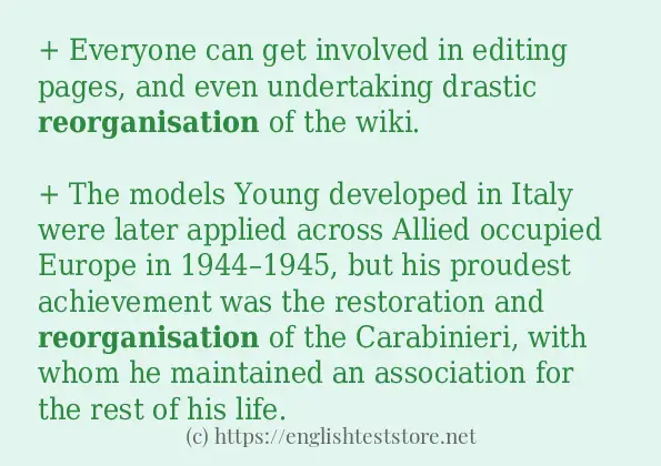 reorganisation how to use in sentences