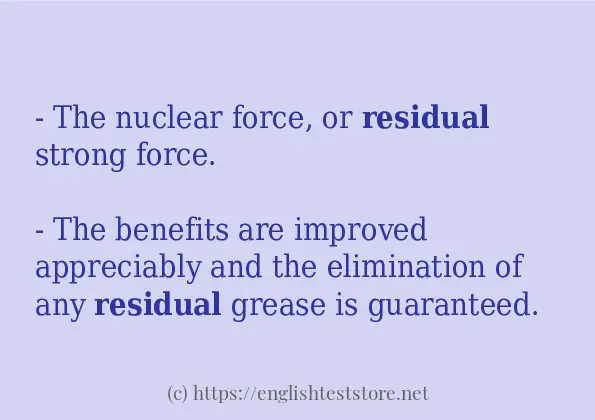 residual example in sentences