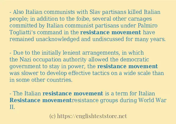 resistance movement - example sentences