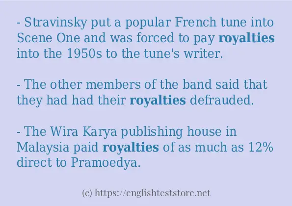 royalties example in sentences