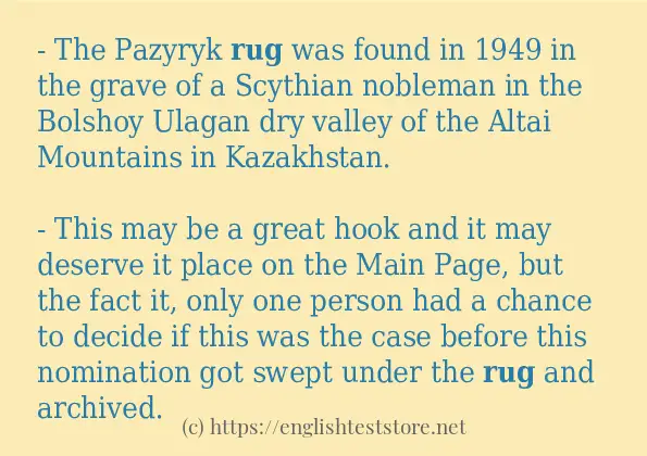rug example in sentences