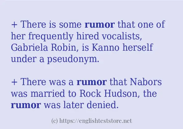 rumor - sentence examples