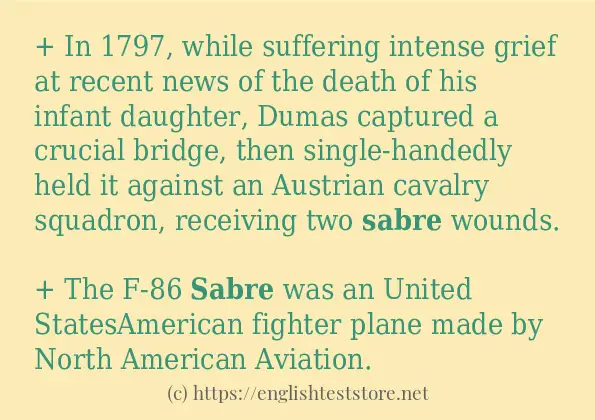 sabre some example sentences