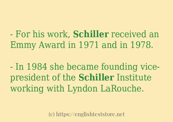 schiller in sentences?
