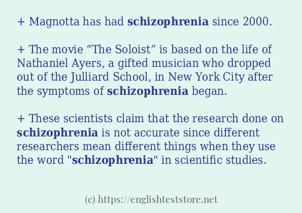 schizophrenia example in sentences