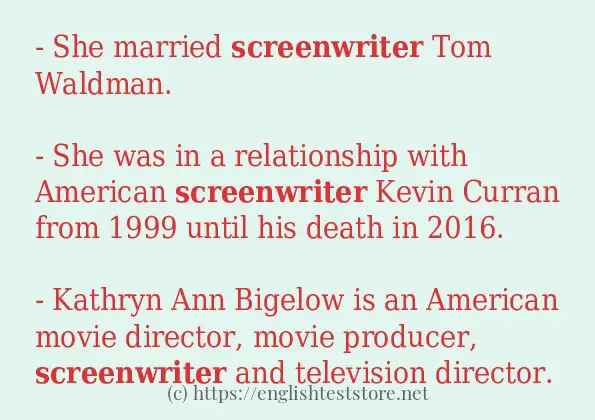 screenwriter some example sentences