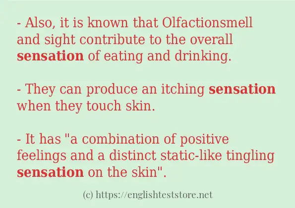 sensation use in sentences